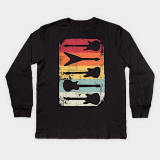 Vintage Retro Guitar Collection Kids Long Sleeve T-Shirt